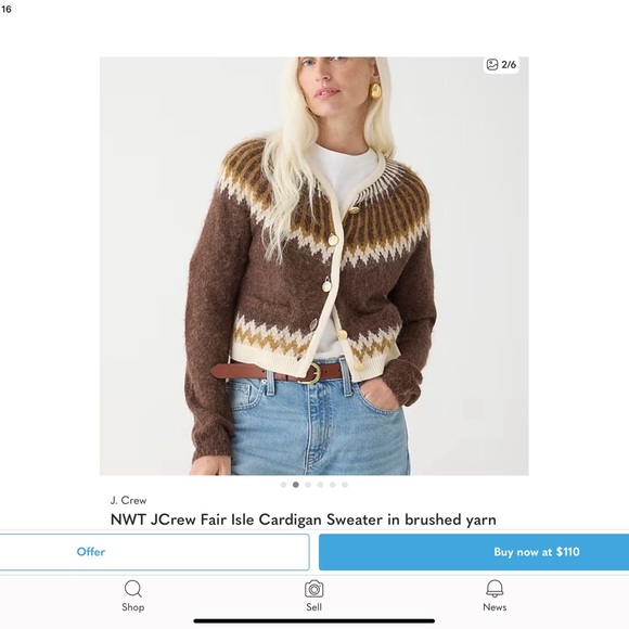 J. Crew Sweaters - J. Crew Brown and White Fair Isle Cardigan